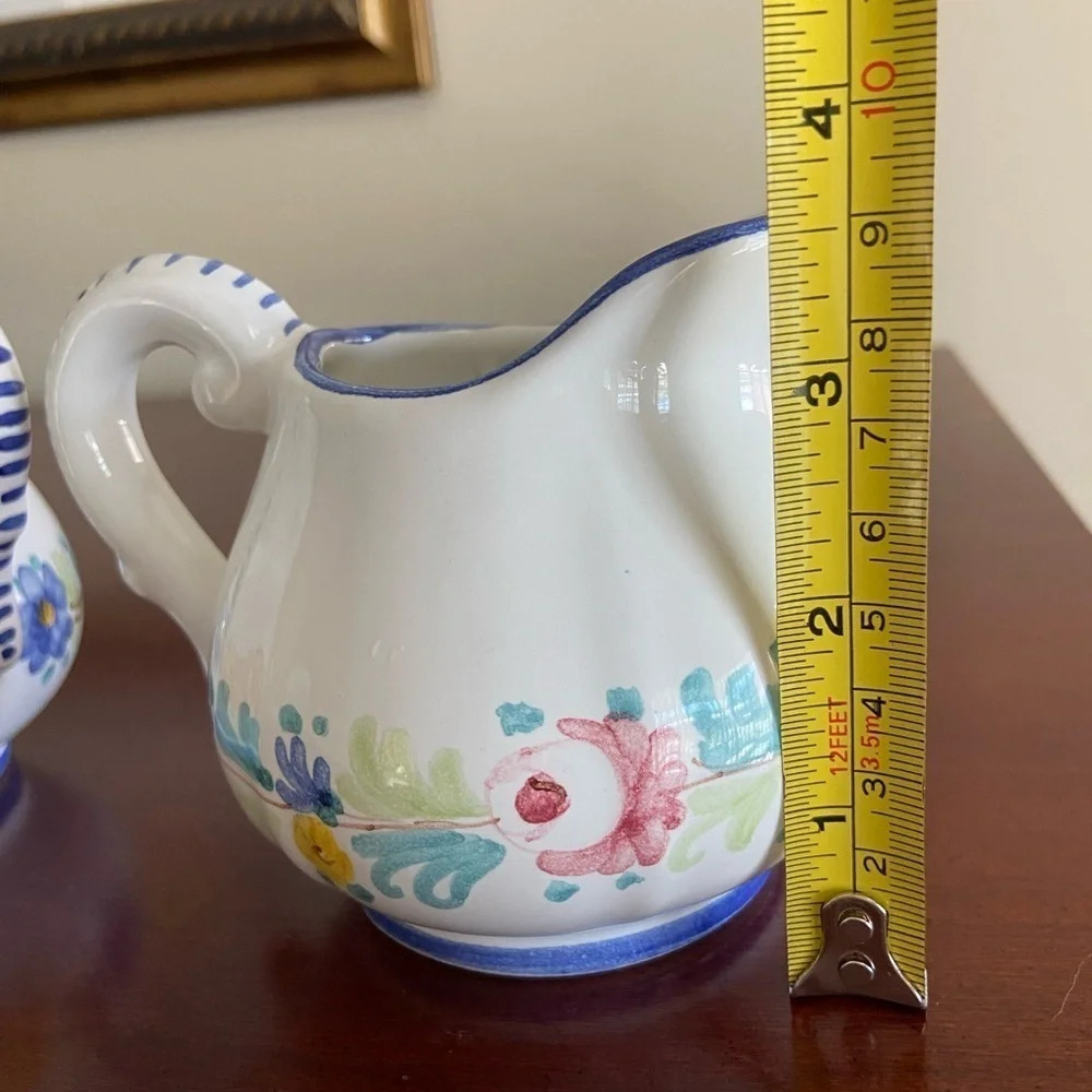 William-Sonoma Mari Floral Hand-Painted in Italy Sugar Bowl and Creamer Set